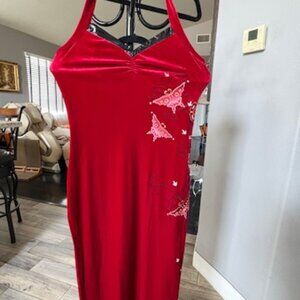 High-end, hand-embroidered velvet evening gown, brand new!